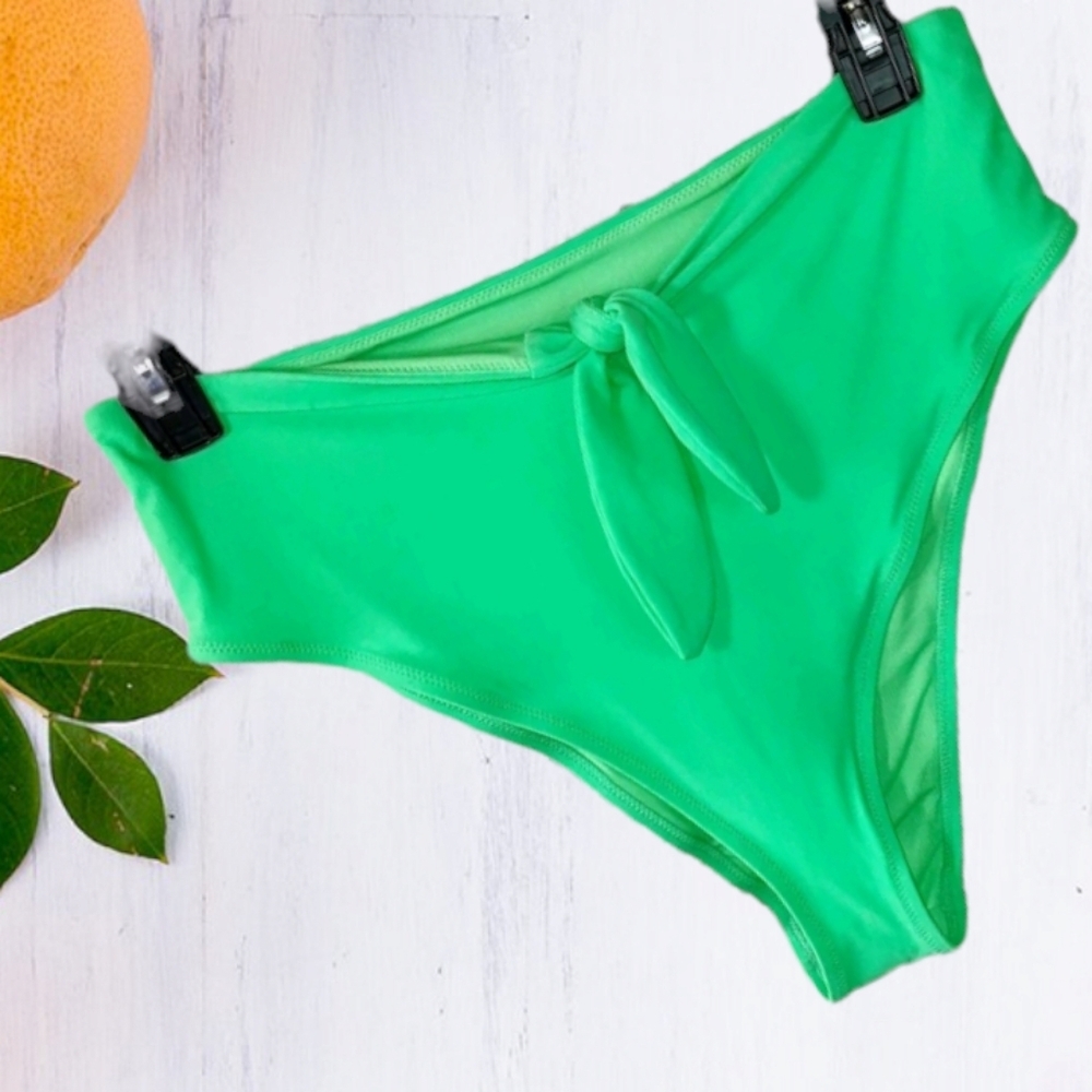 🌞NWOT AERIE Green Hi Cut Cheeky Bikini Bottom Sz XL
